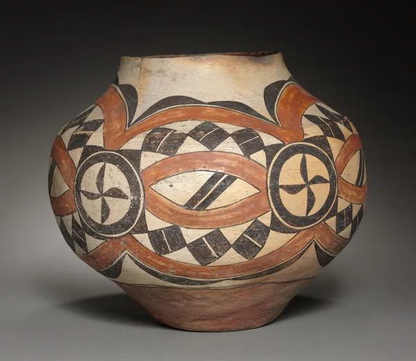 Painted water jar (olla), Acoma or Laguna Pueblo potter, 1875