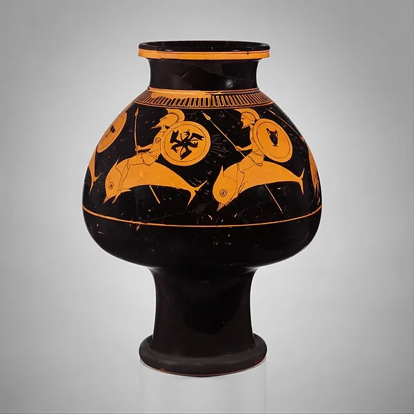 Terracotta psykter (vase for cooling wine), Oltos, ca. 520–510 BCE
