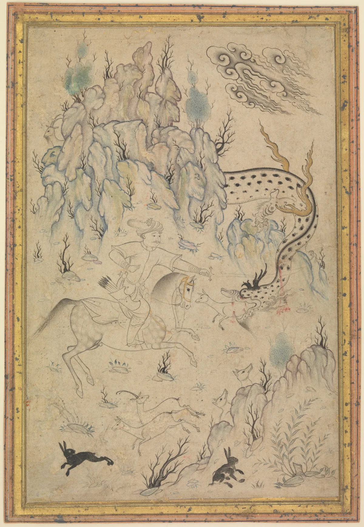 Hero and Dragon, third quarter 16th century, Iran