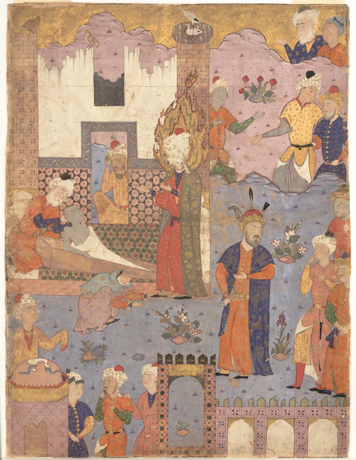 “Muhammad Revives the Sick Boy”, Folio from a Falnama (Book of Omens) of Ja’far al-Sadiq, 1550s, Iran